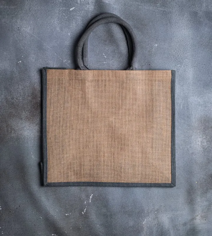 Grey Edge Jute Bag - 390x150x350mm