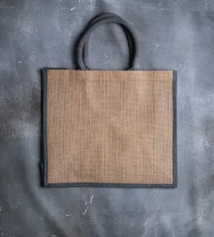 Grey Edge Jute Bag - 390x150x350mm