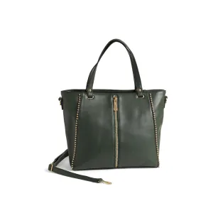 Jenna Studded Tote   Crossbody - Pine