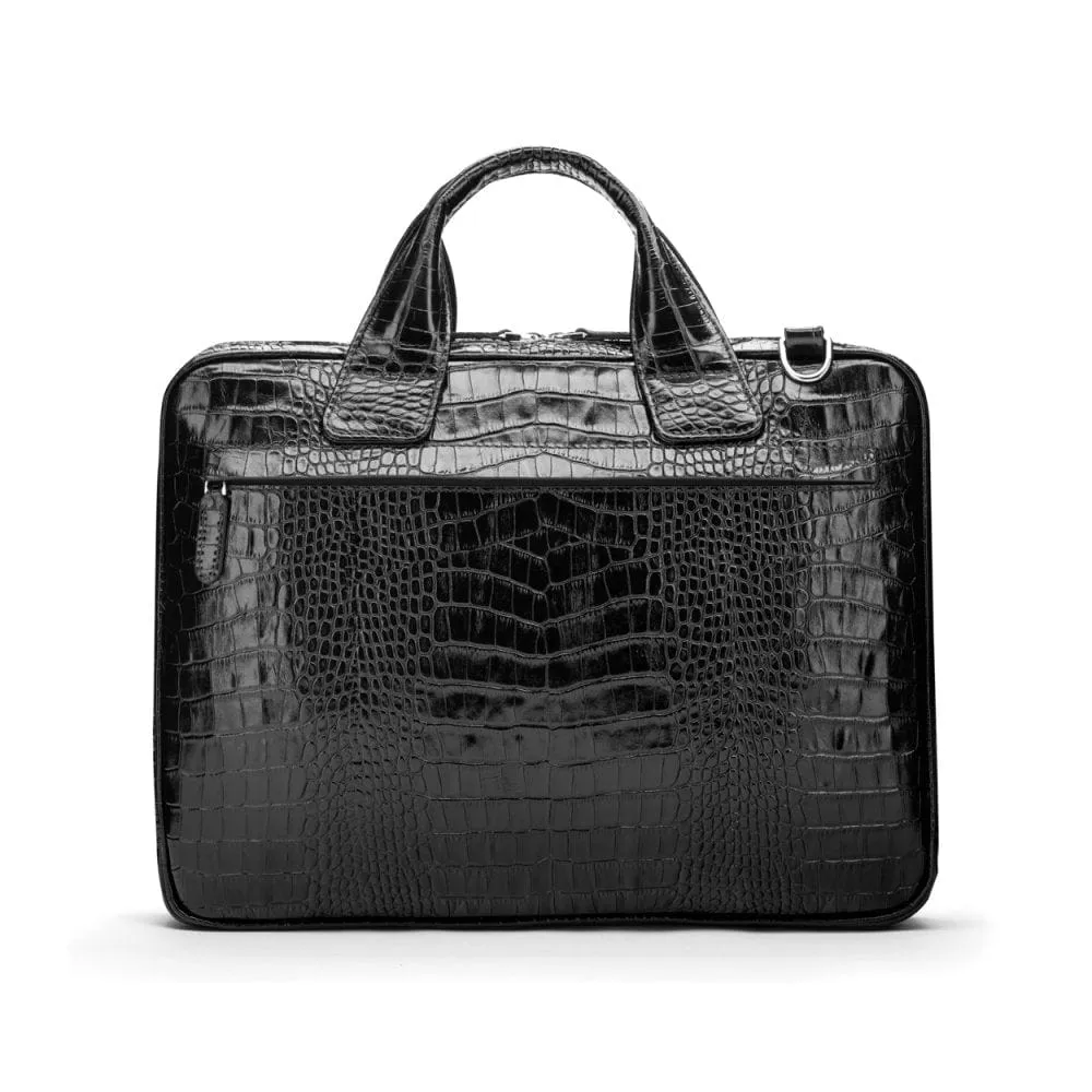 Kingston Leather 13” Laptop Briefcase - Black Croc