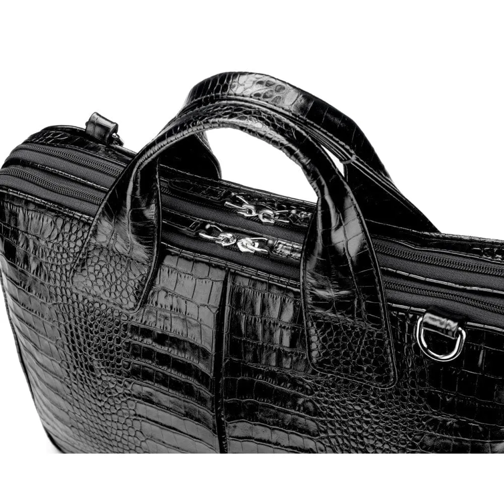 Kingston Leather 13” Laptop Briefcase - Black Croc