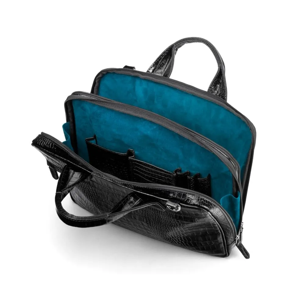 Kingston Leather 13” Laptop Briefcase - Black Croc