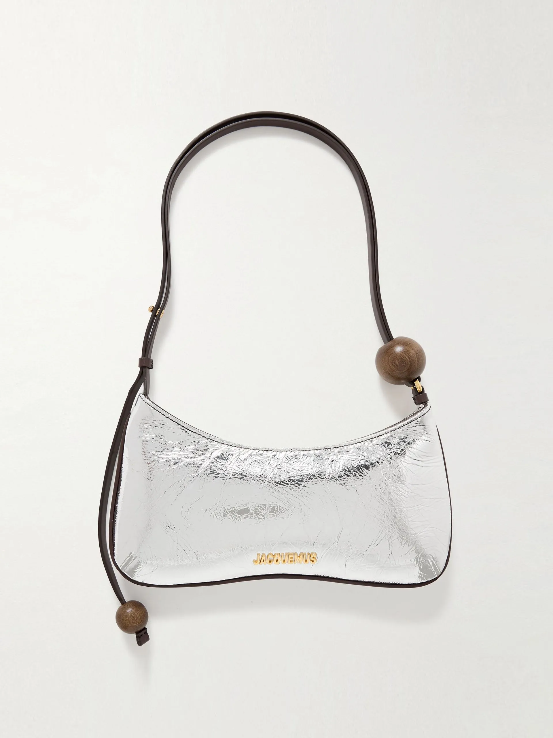 Le Bisou Perle embellished metallic crinkled-leather shoulder bag