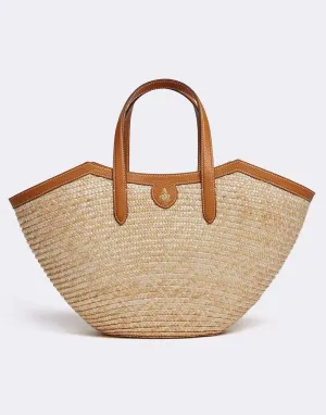 Madeline Straw & Leather Basket Bag - Luggage