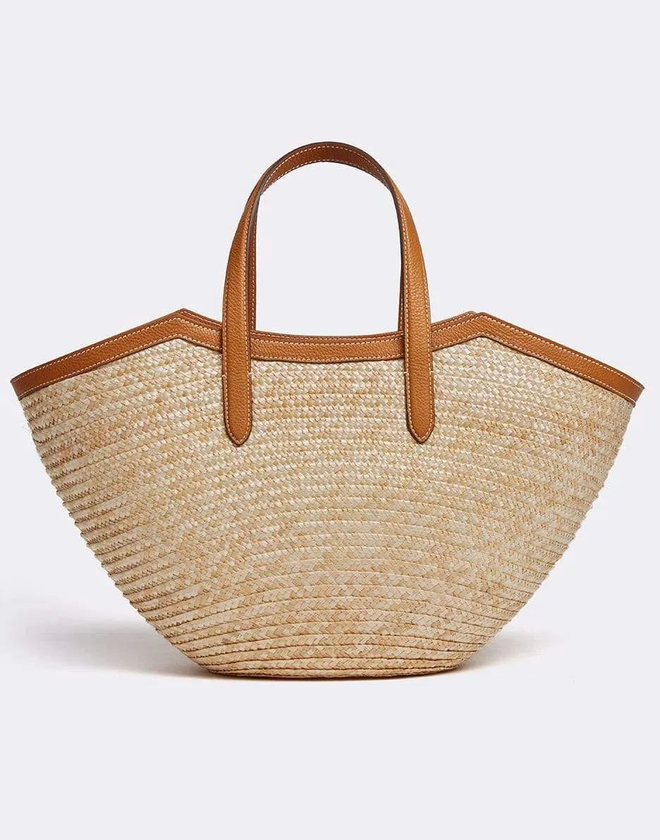 Madeline Straw & Leather Basket Bag - Luggage