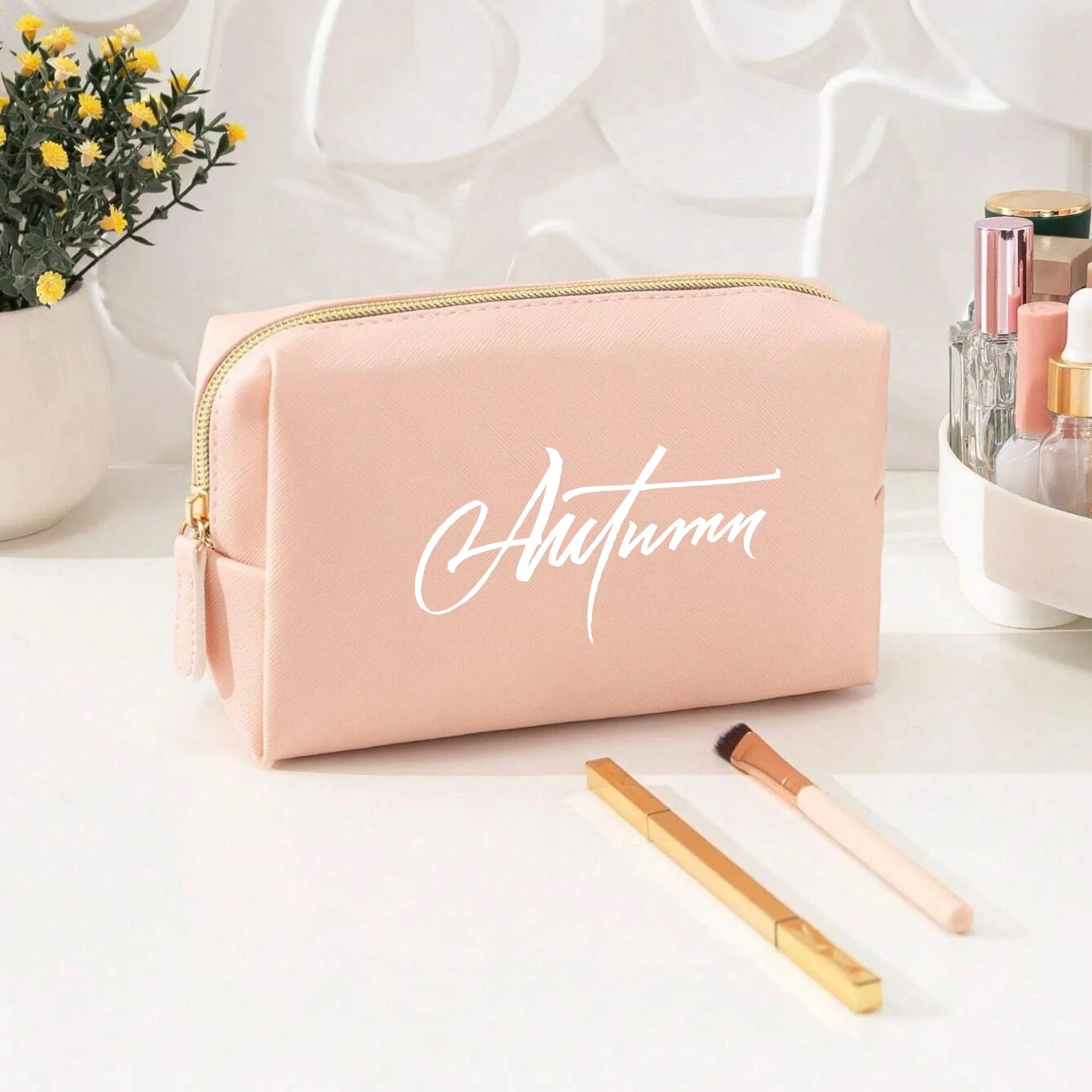 Makeup Bag,Personalized Makeup Bag,Bride Gift,Custom Letter Toiletry Bag, Bridesmaids Gift