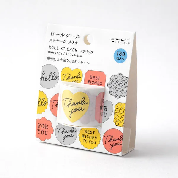 MIDORI Roll Sticker // Metallic Metal Message