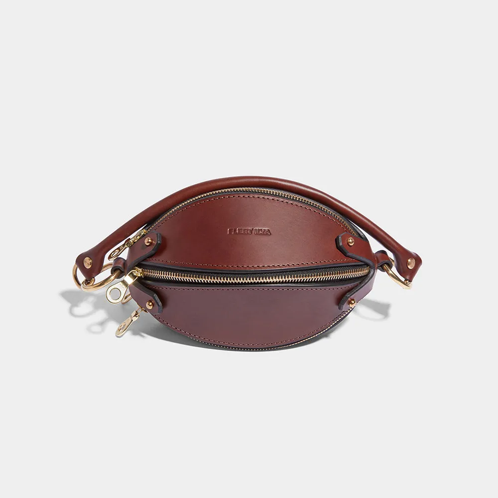 MINI MULTI ZIP STRAP BAG BROWN