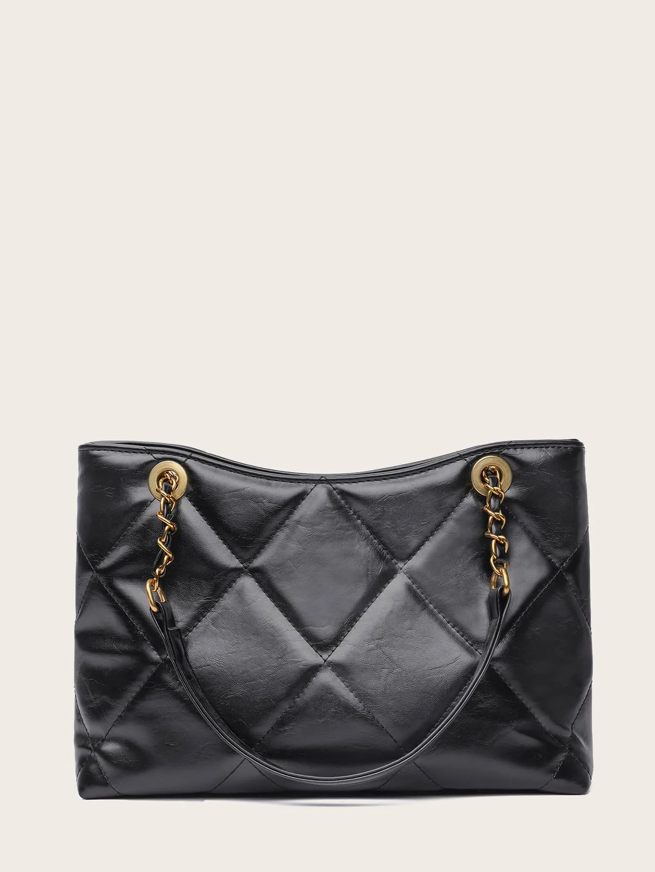 Minimalist Quilted Chain Shoulder Tote Bag