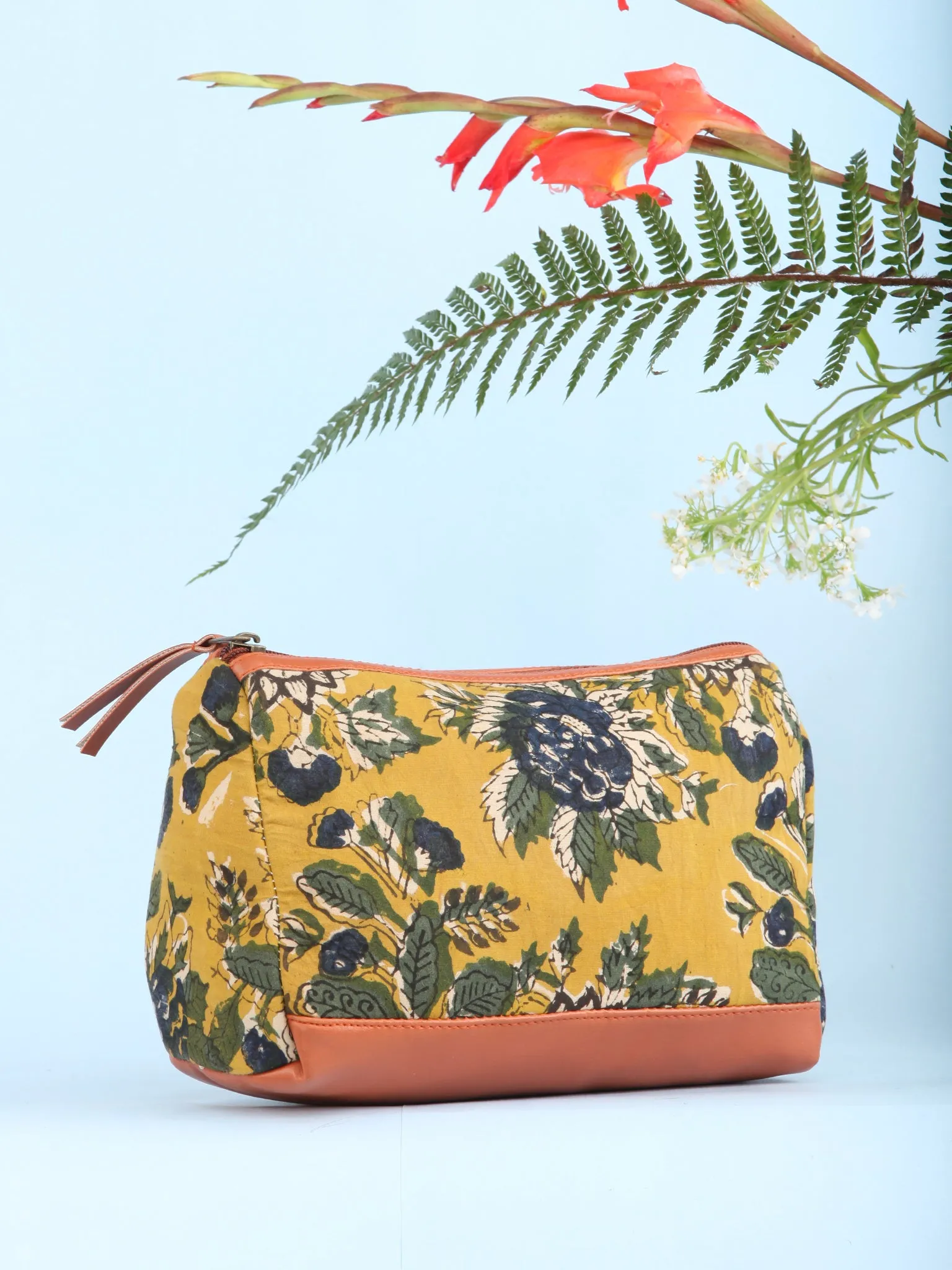 Mustard Hand Block Printed Utility Bag - B1610