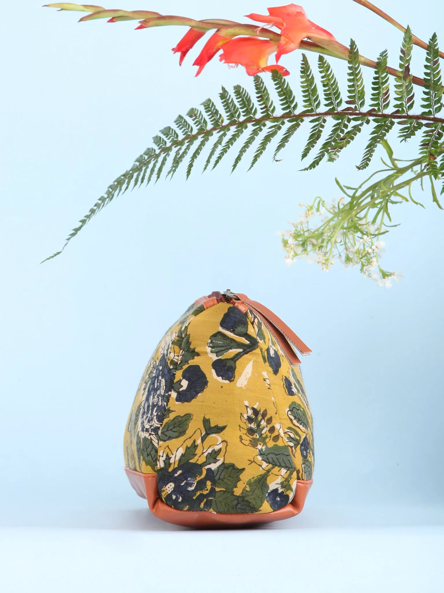 Mustard Hand Block Printed Utility Bag - B1610