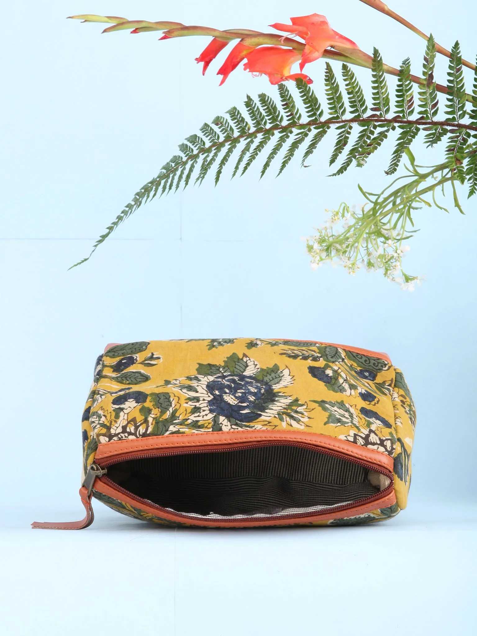 Mustard Hand Block Printed Utility Bag - B1610