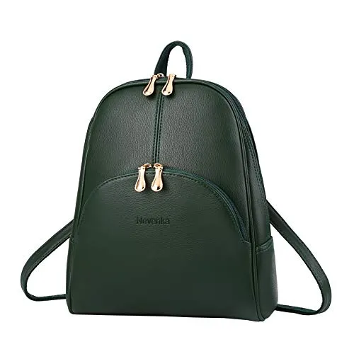 Nevenka Brand Women Bags Backpack Purse PU Leather Zipper Bags Casual Backpacks Shoulder Bags (Shaded Spruce)