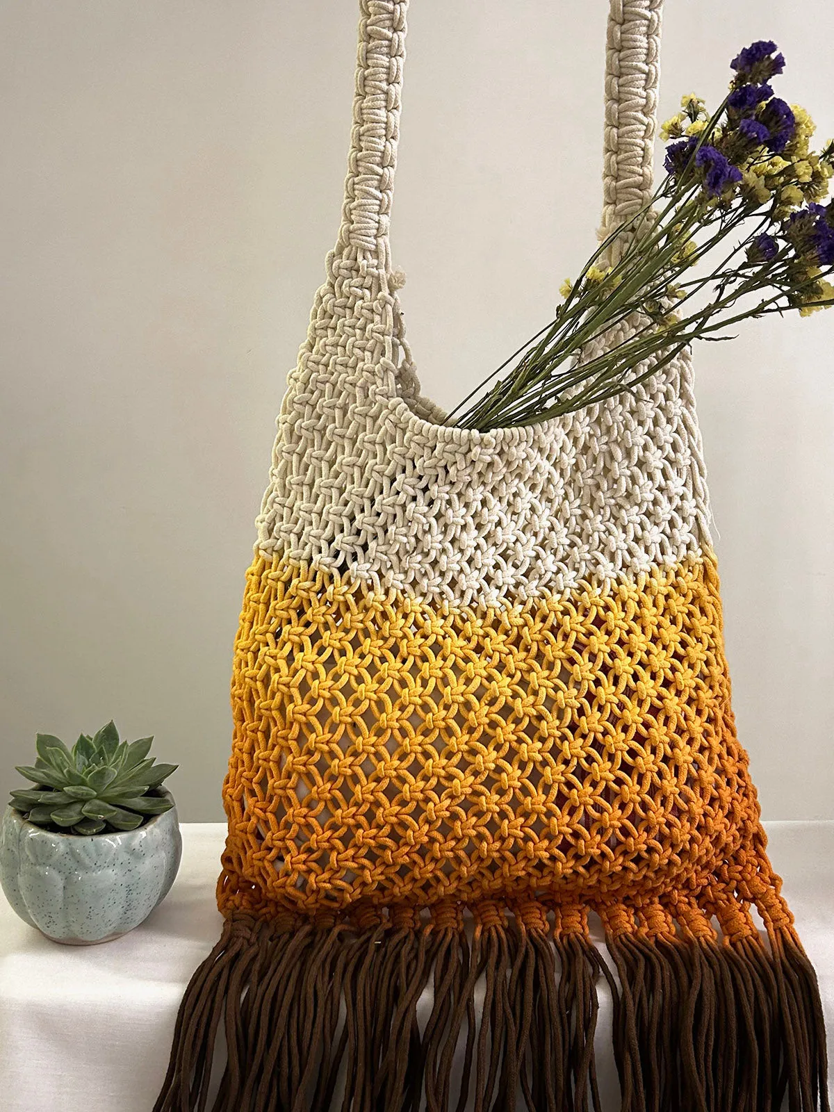 Ombre Macrame Tote Bag