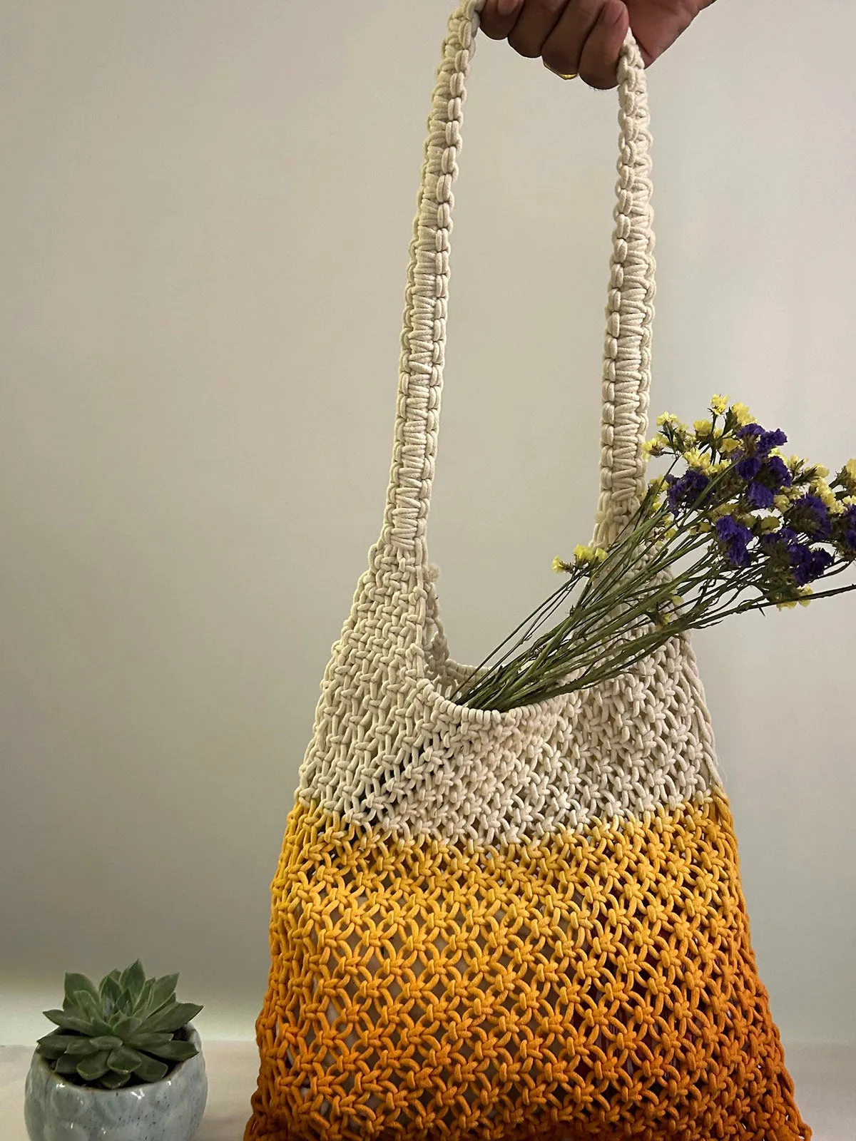 Ombre Macrame Tote Bag