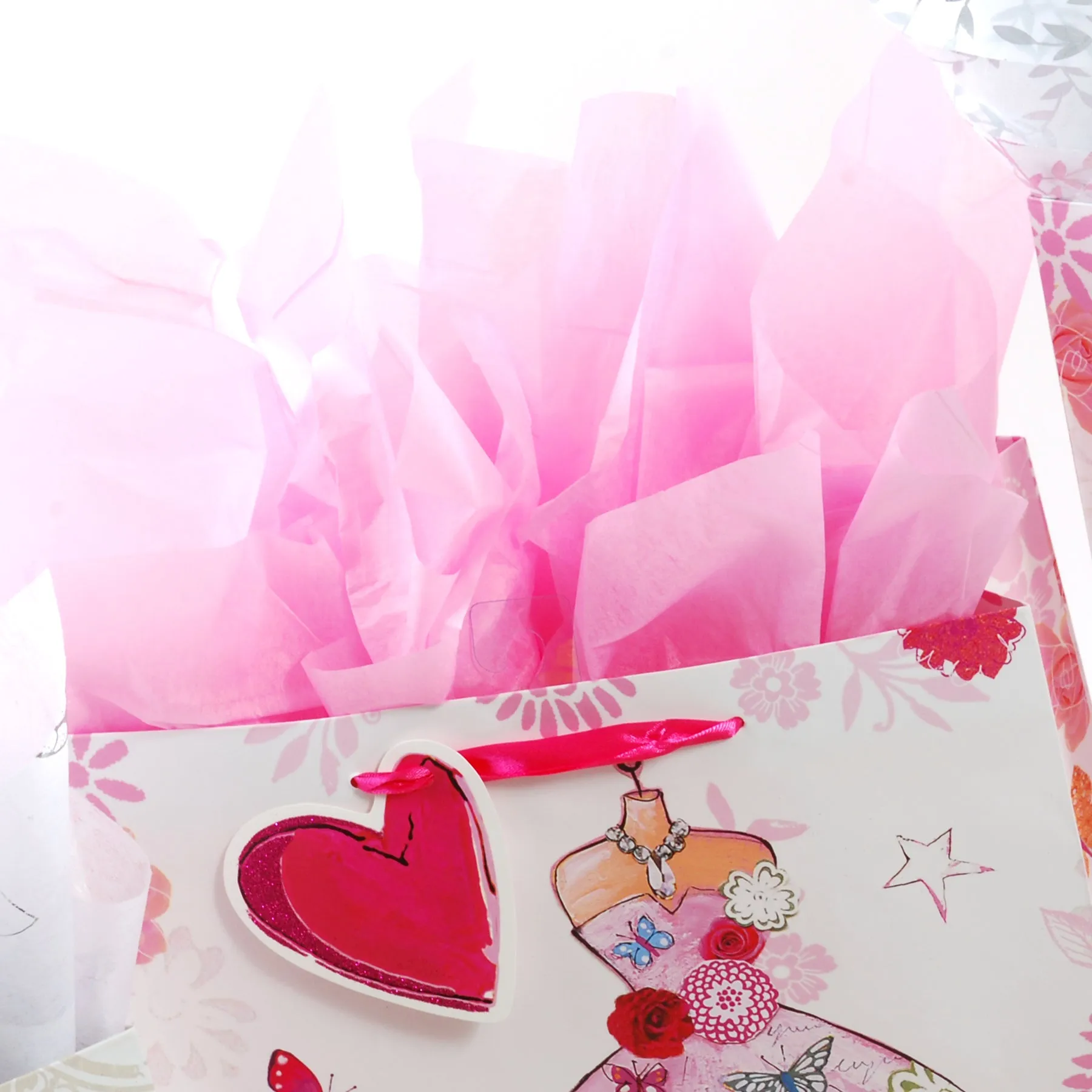 Pastel Pink/Light Pink Gift Tissue Paper, 10 Sheets
