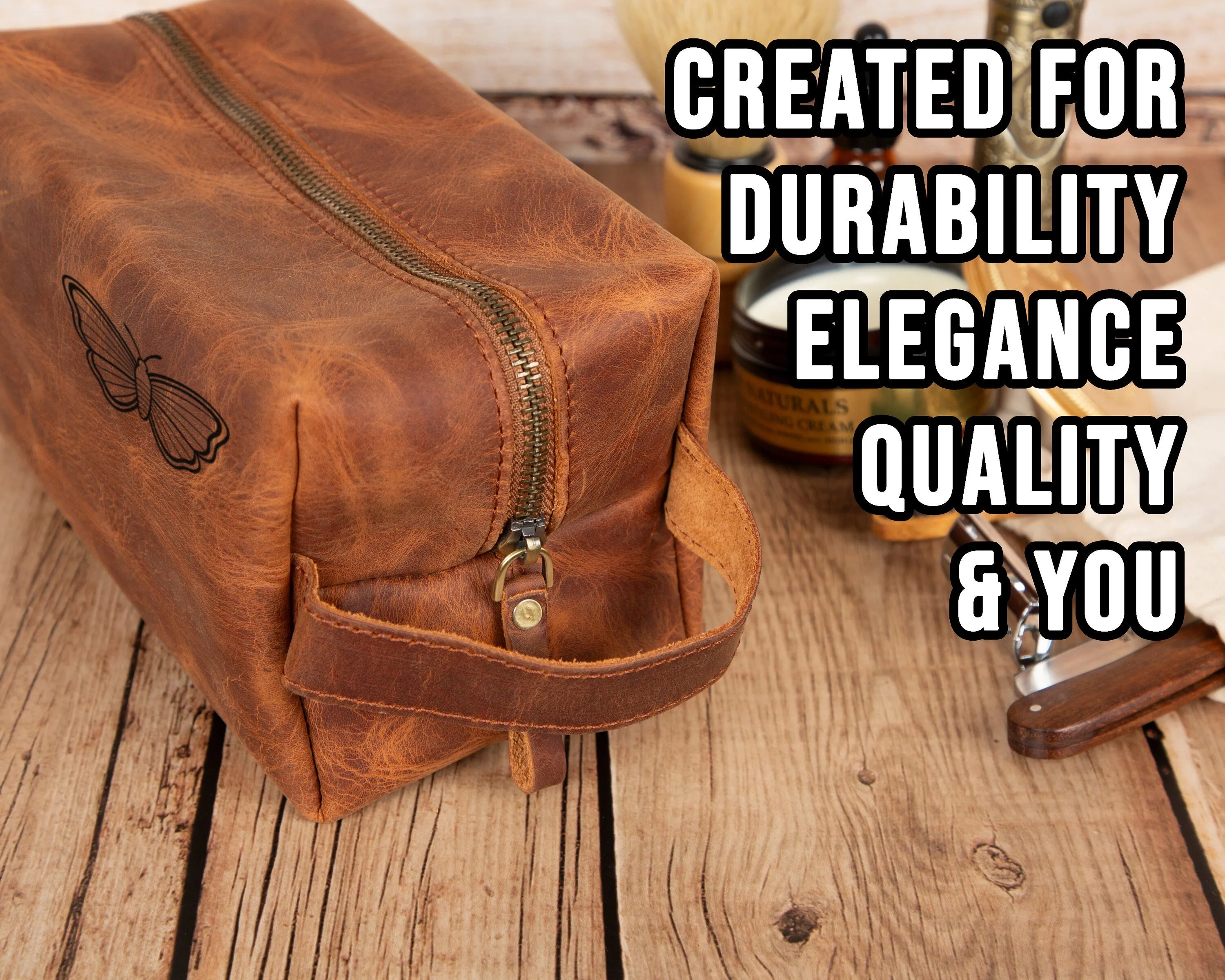 Personalized Leather Dopp Kit for Men and Women, Monogram Makeup Bag, Leather Wash Bag, Dopp Kit for Dad