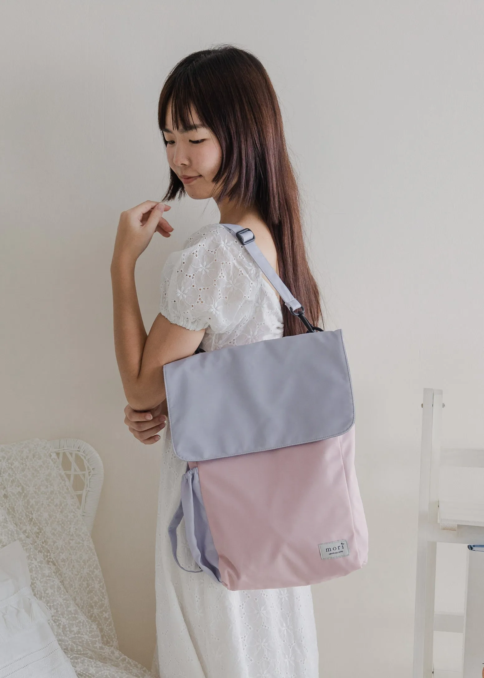 Pink Grey Utility 4-Way Washable Bag