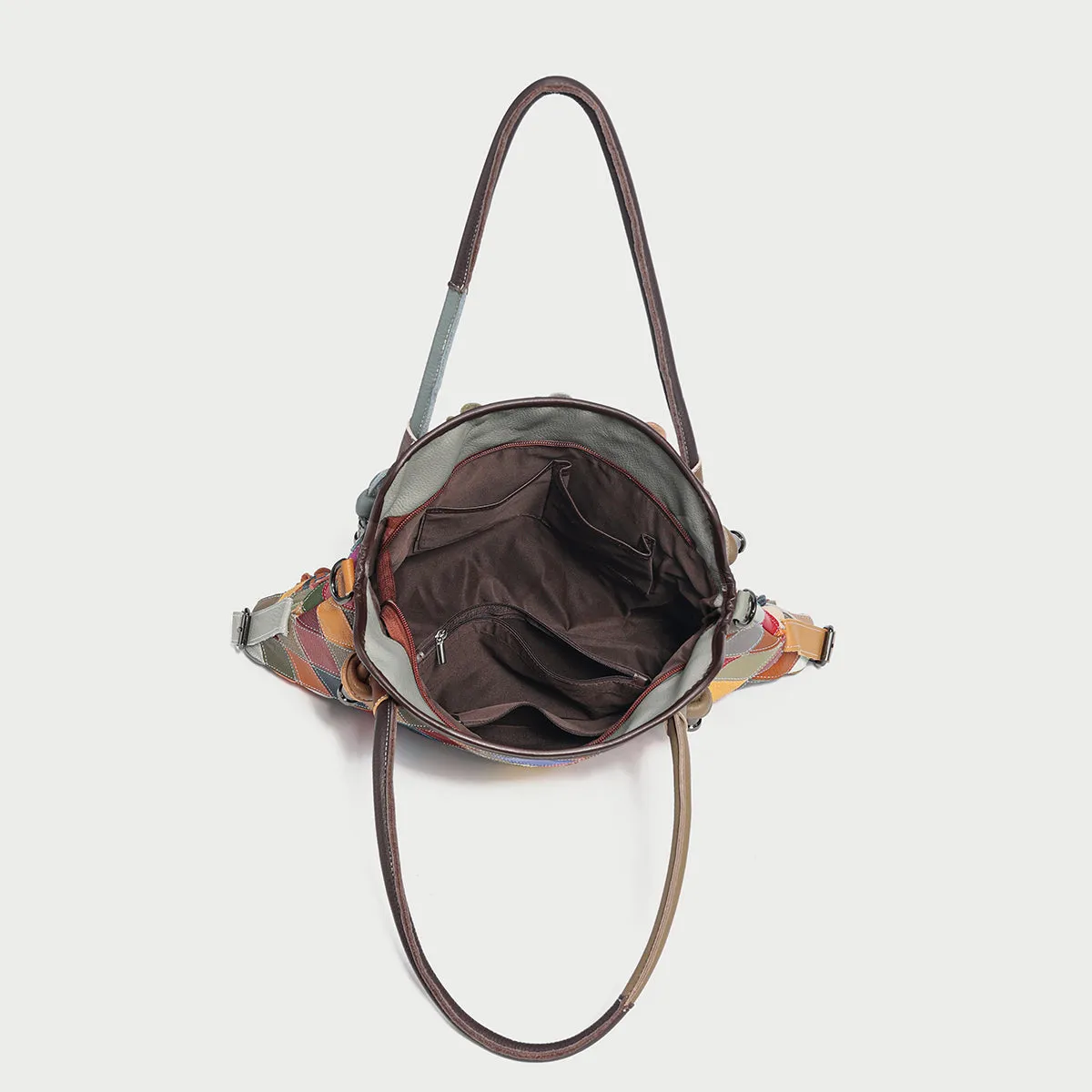 Rainbow Floral Leather Tote Bag