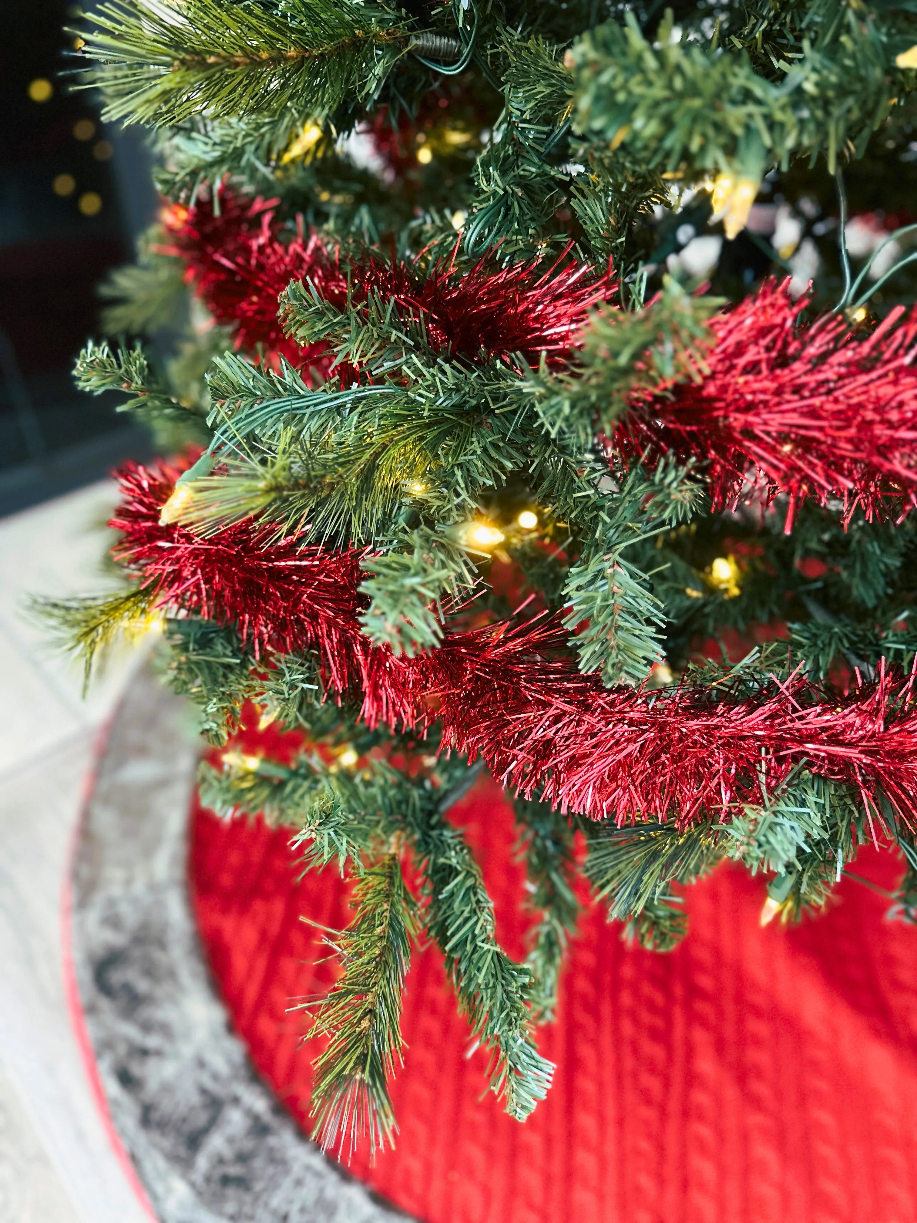 Red Metallic Tinsel Wired Cord - 4" x 50 Feet