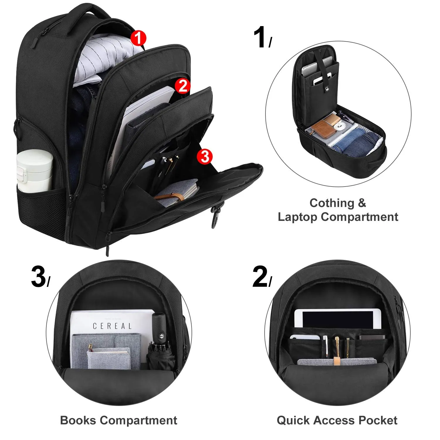 Rolling Backpack,Wheeled Laptop Backpack for Travel,Freewheel Carryon Trolley Luggage Suitcase Compact Business Bag,Wheeled Rucksack Student Computer Trolley Carry Luggage Fits 15.6Inch Laptop - Black