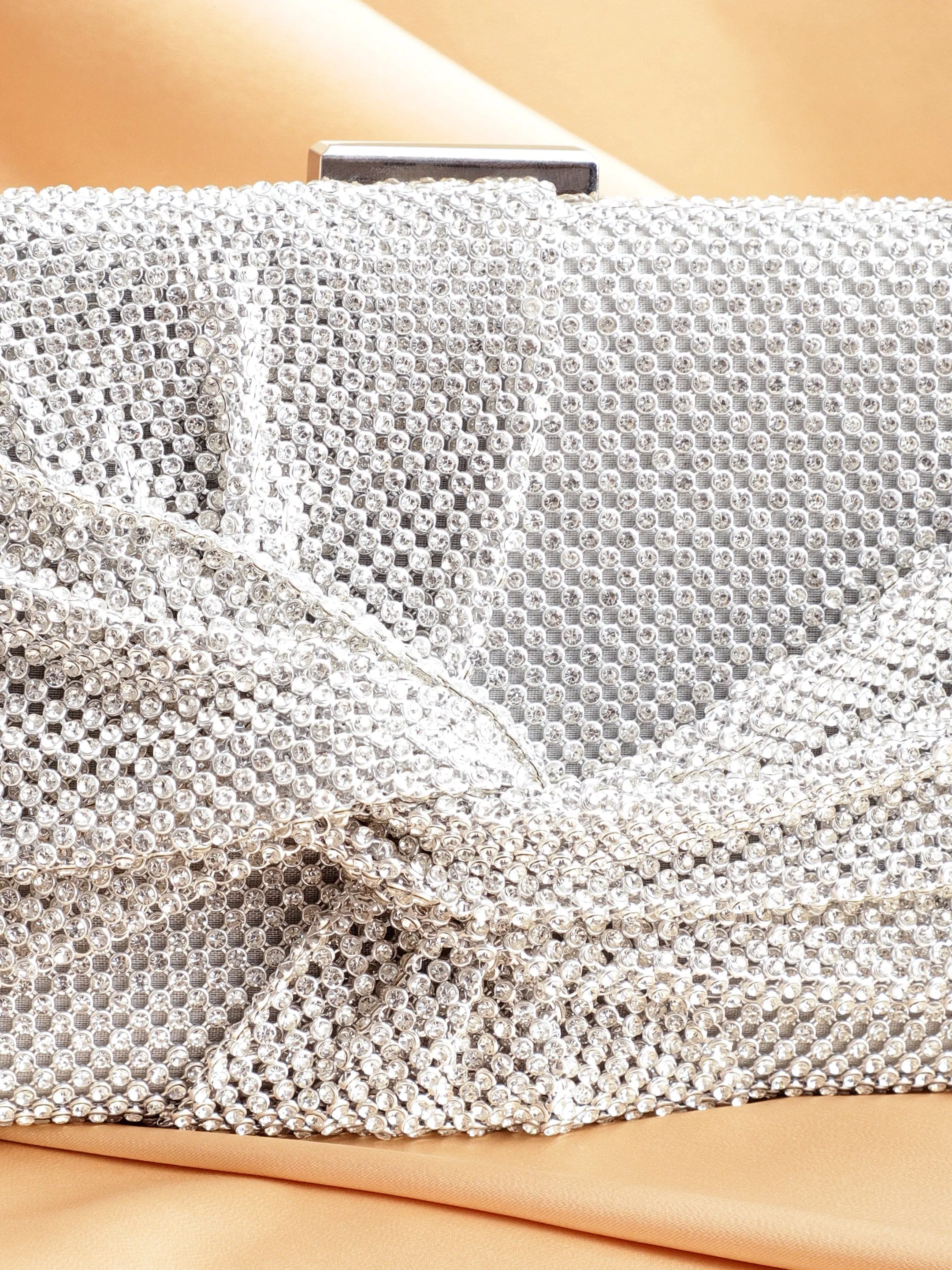 Rubans Grey With Dazzling Crystal Zirconia Embellished Contemporary Clutch handbag