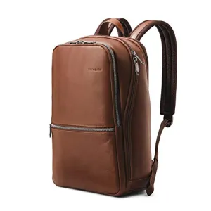 Samsonite Classic Leather Slim Travel Backpack, Cognac