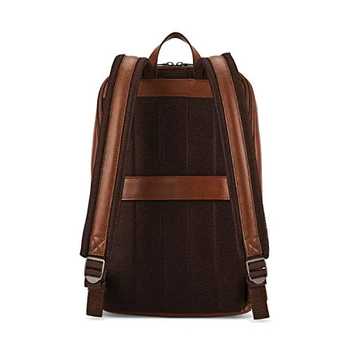 Samsonite Classic Leather Slim Travel Backpack, Cognac