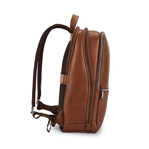 Samsonite Classic Leather Slim Travel Backpack, Cognac