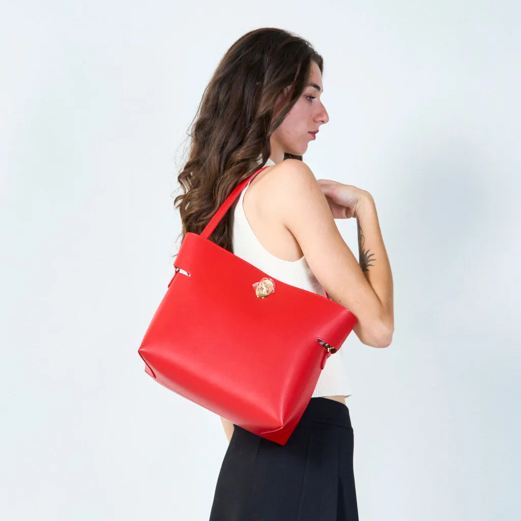 Sleek handbag with metallic accent wholesale