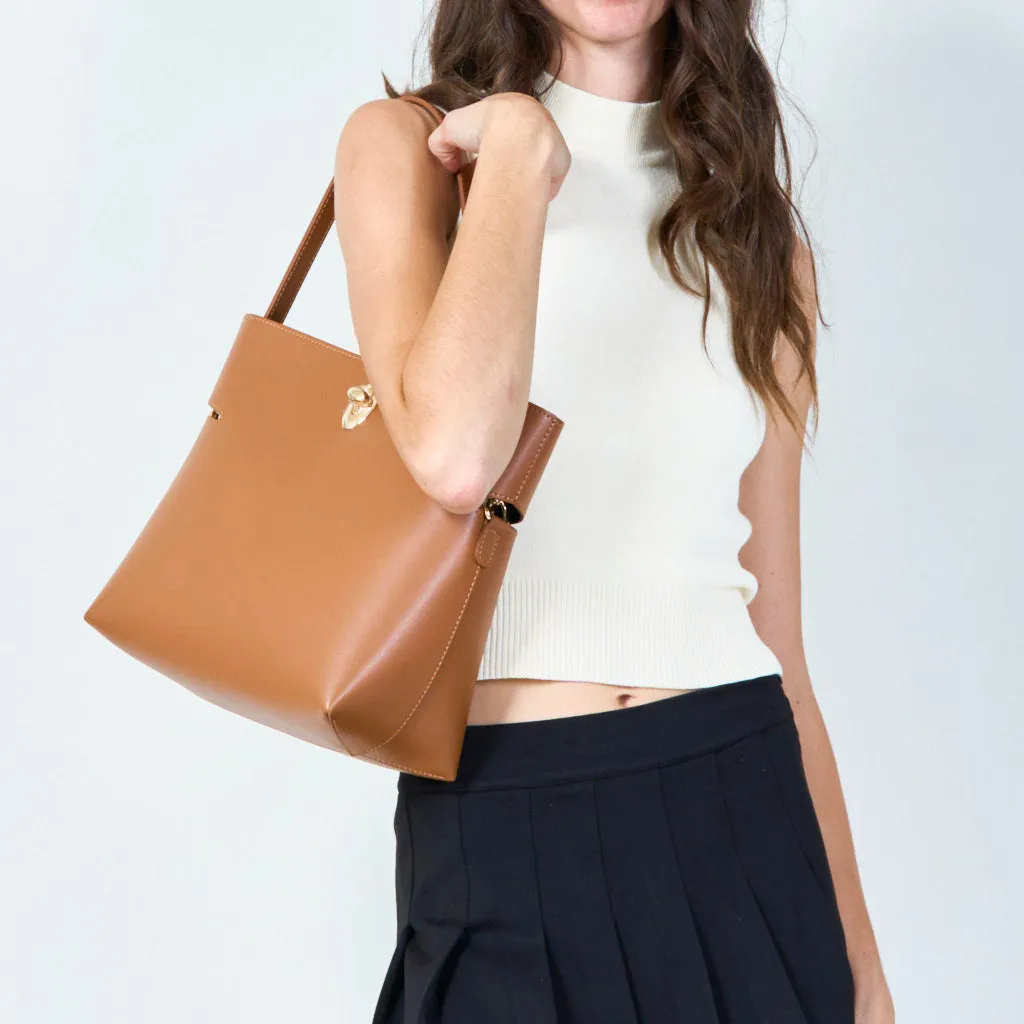 Sleek handbag with metallic accent wholesale