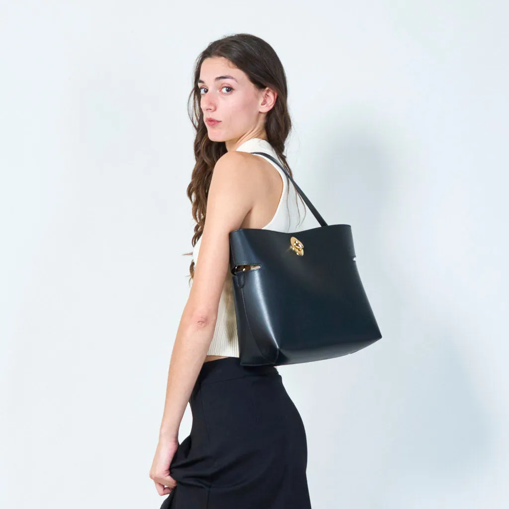 Sleek handbag with metallic accent wholesale