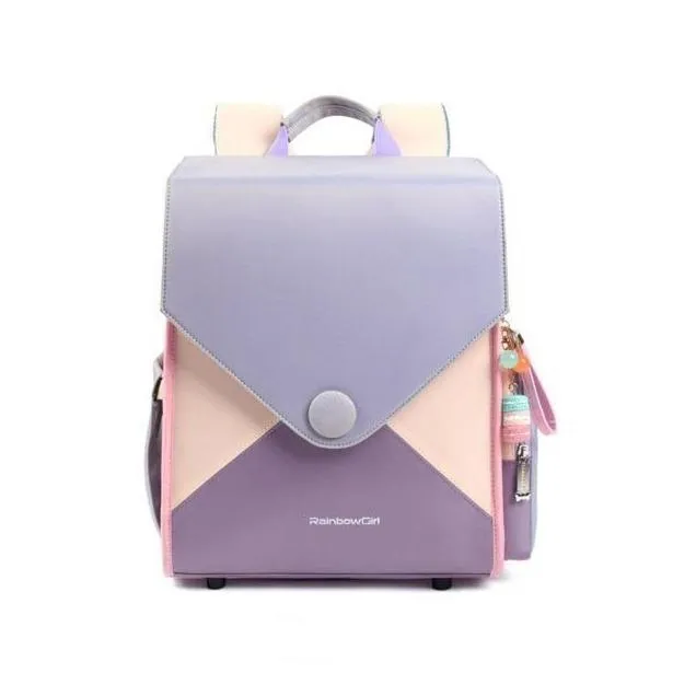 Square Waterproof School Girls Backpack: Breathable Back Children Kids Bookbag