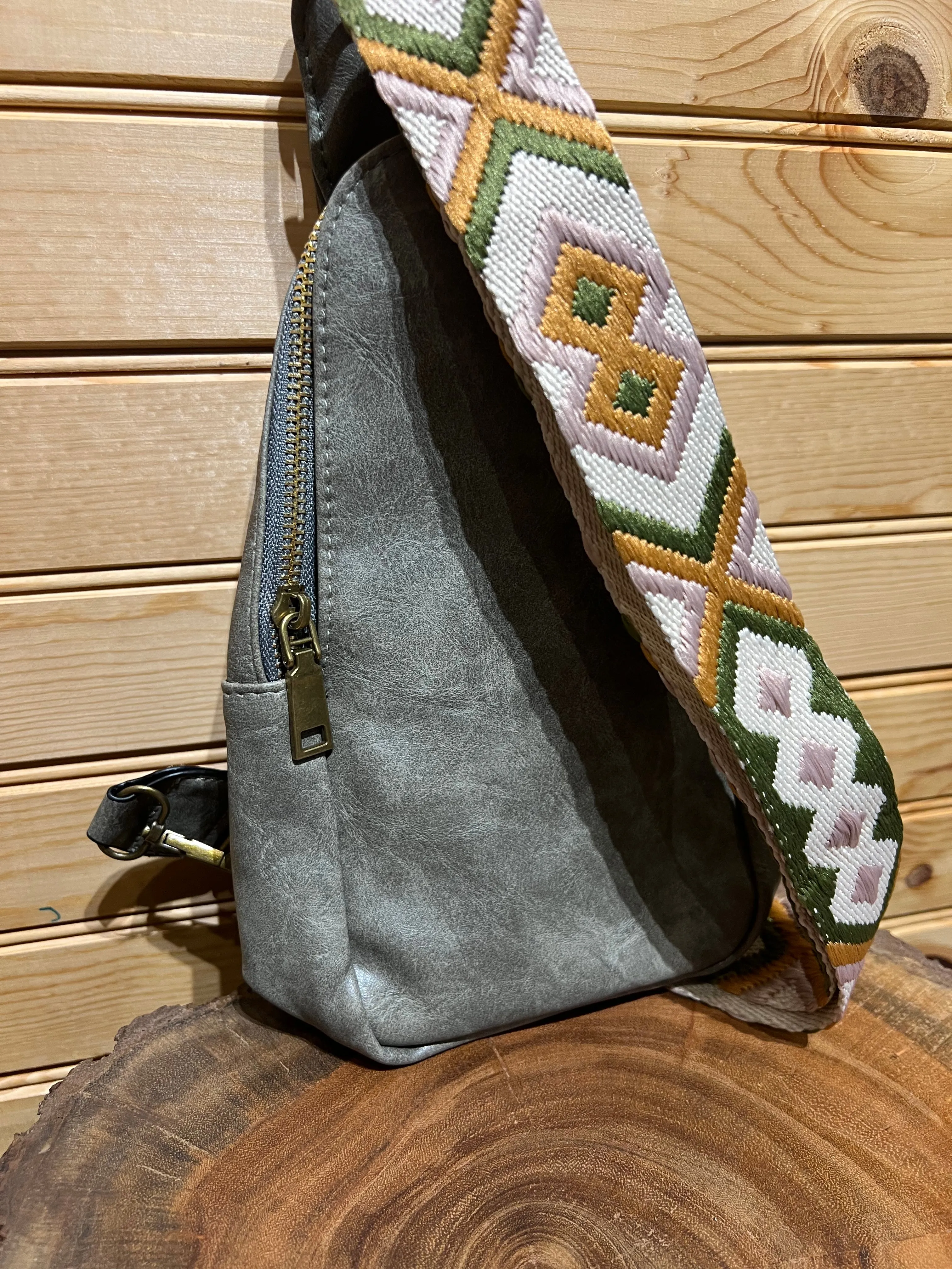 Vegan Leather Sling Bag - Slate