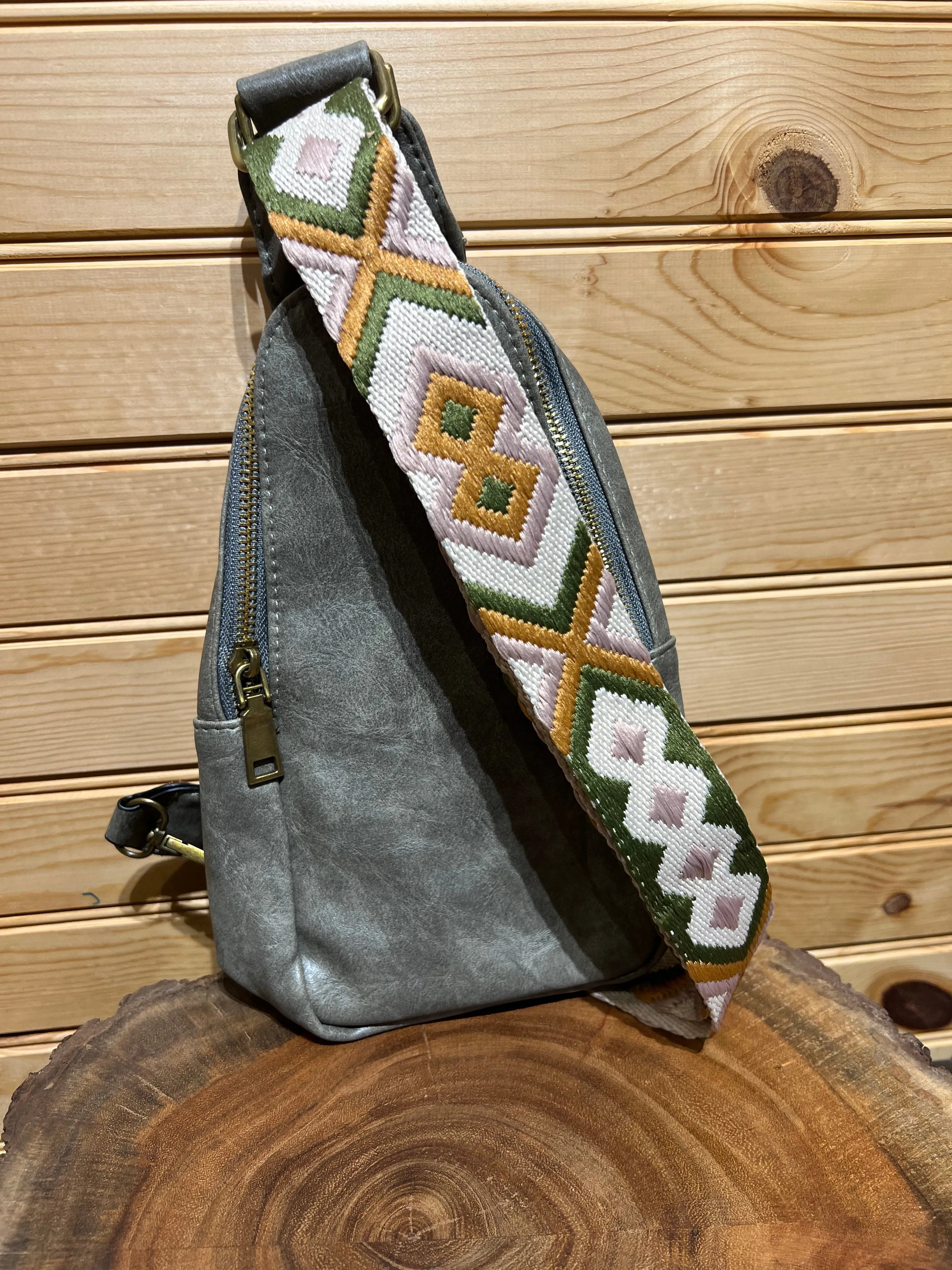 Vegan Leather Sling Bag - Slate