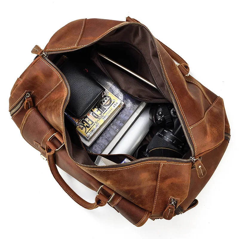 Vintage Men Leather Travel Weekender Duffel Bag