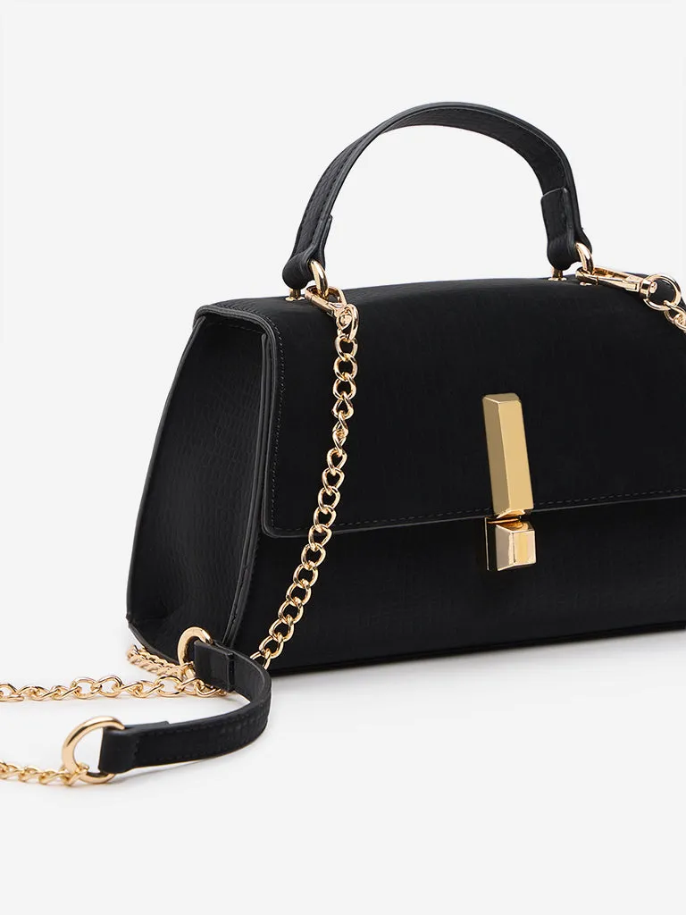 Westside Black Reptilian Design Sling Bag