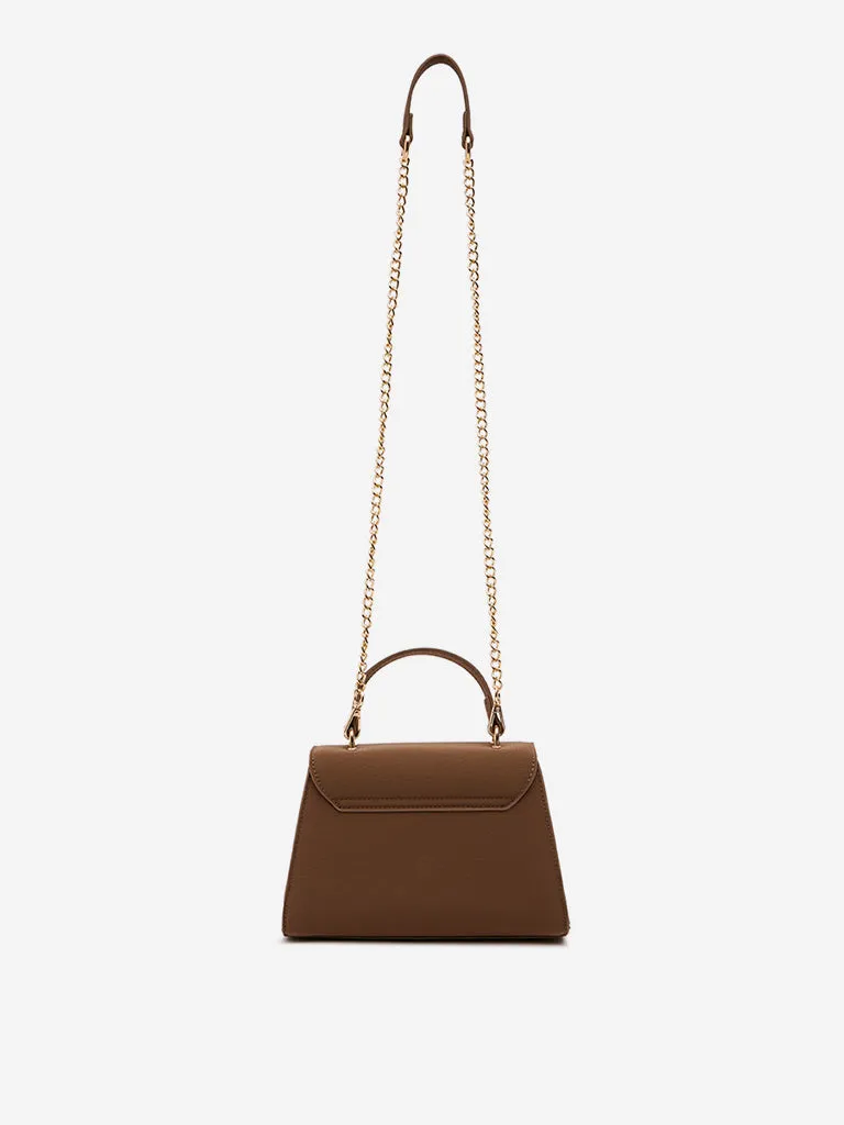 Westside Brown Reptilian Design Sling Bag
