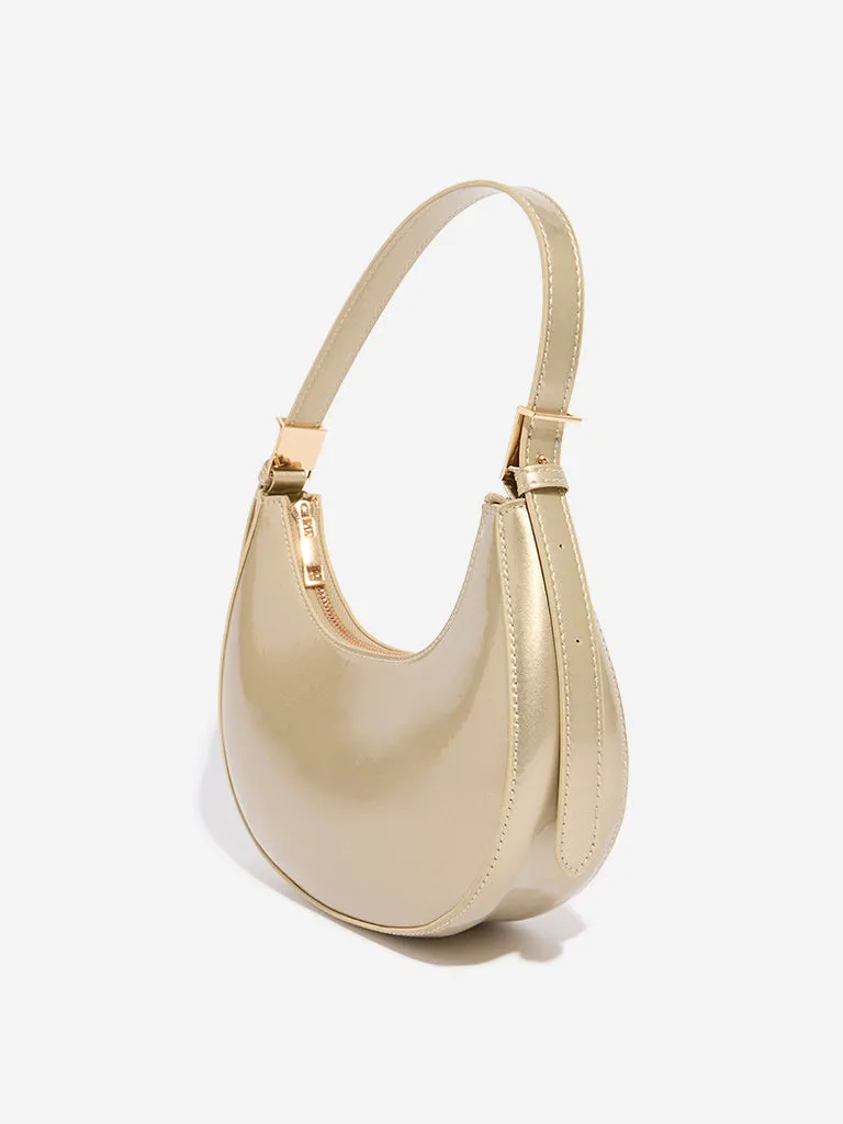 Westside Gold Glossy Baguette Bag