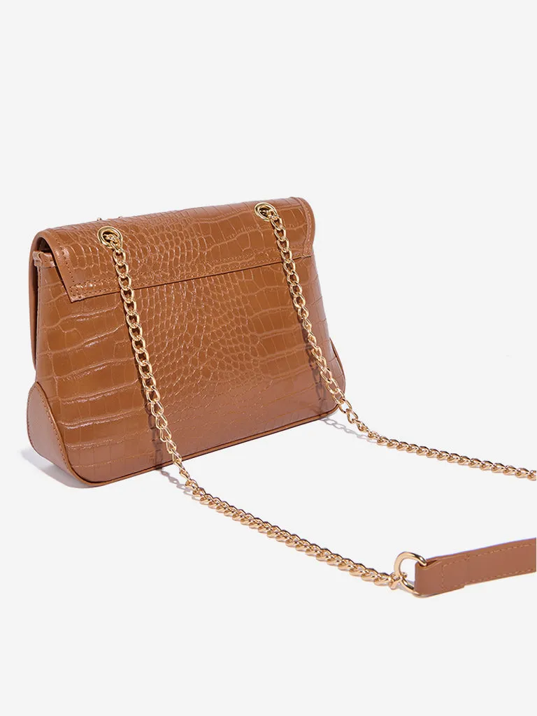 Westside Tan Textured Sling Bag