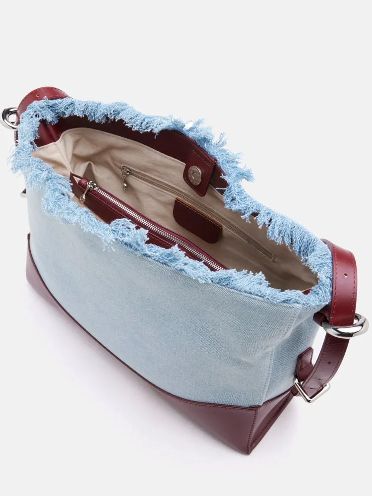 Wrenley Denim Fringe Bag