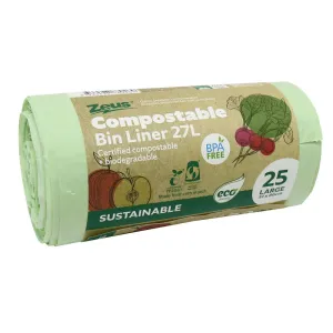 Zeus Compostable Bin Liner Bags | 27L