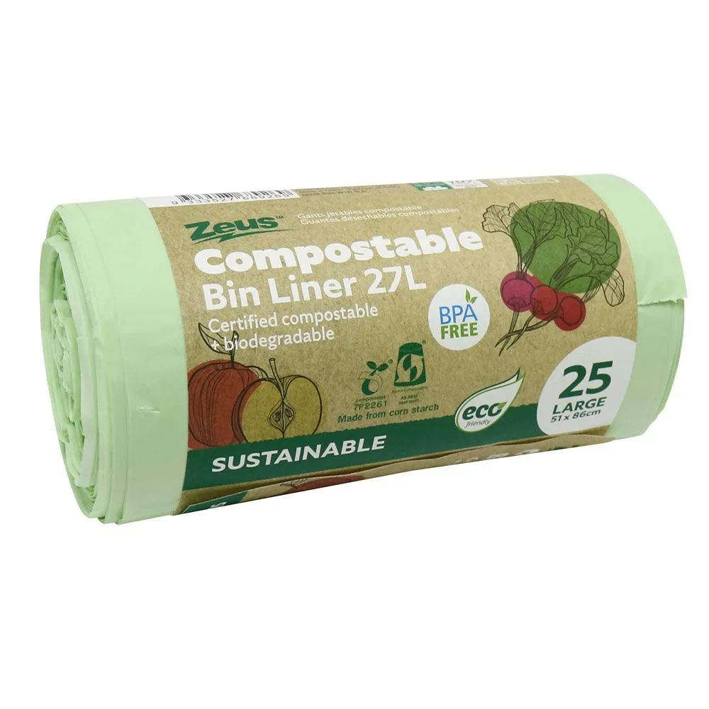 Zeus Compostable Bin Liner Bags | 27L